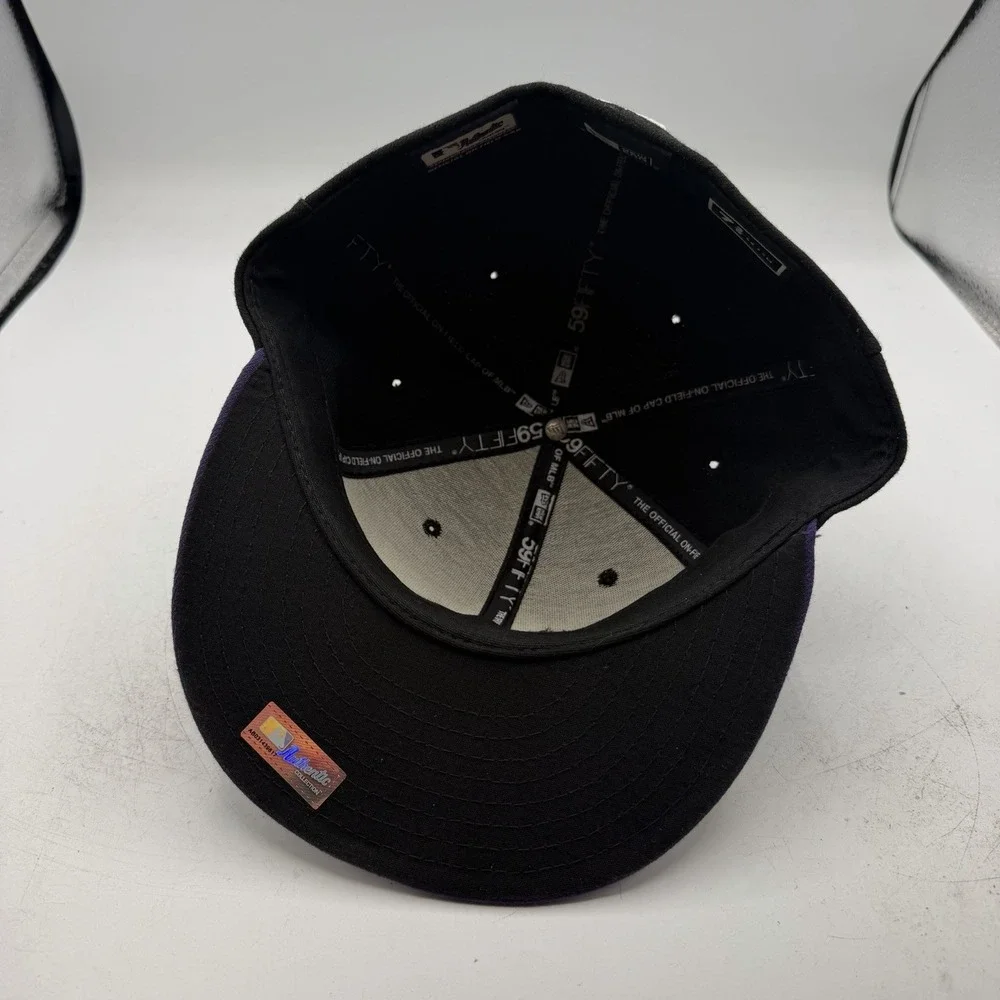 New Era 59Fifty Colorado Rockies Hat Cap 7 3/8 Black Purple Fitted MLB Baseball